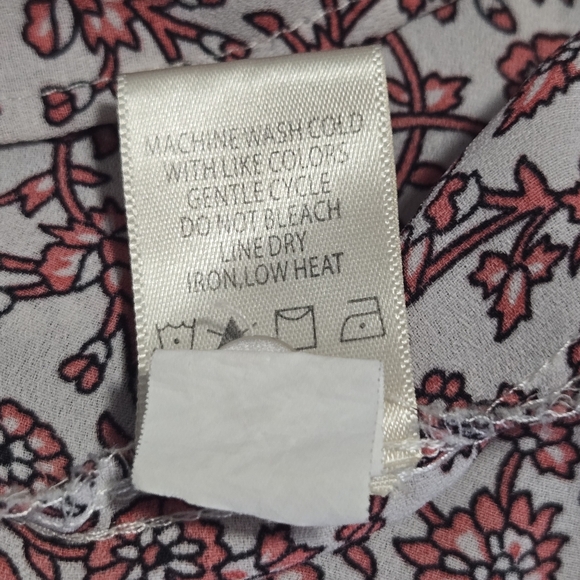 Max Studio Womens Boho Pink Floral Bubble Sleeve Half Button Crepe Blouse XL - Picture 2 of 8